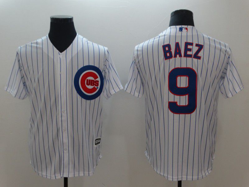 Men Chicago Cubs 9 Baez White Game MLB Jerseys